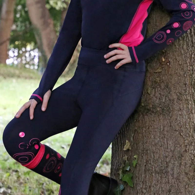 Hy Equestrian DynaMizs Ecliptic Riding Tights - Navy/Magenta